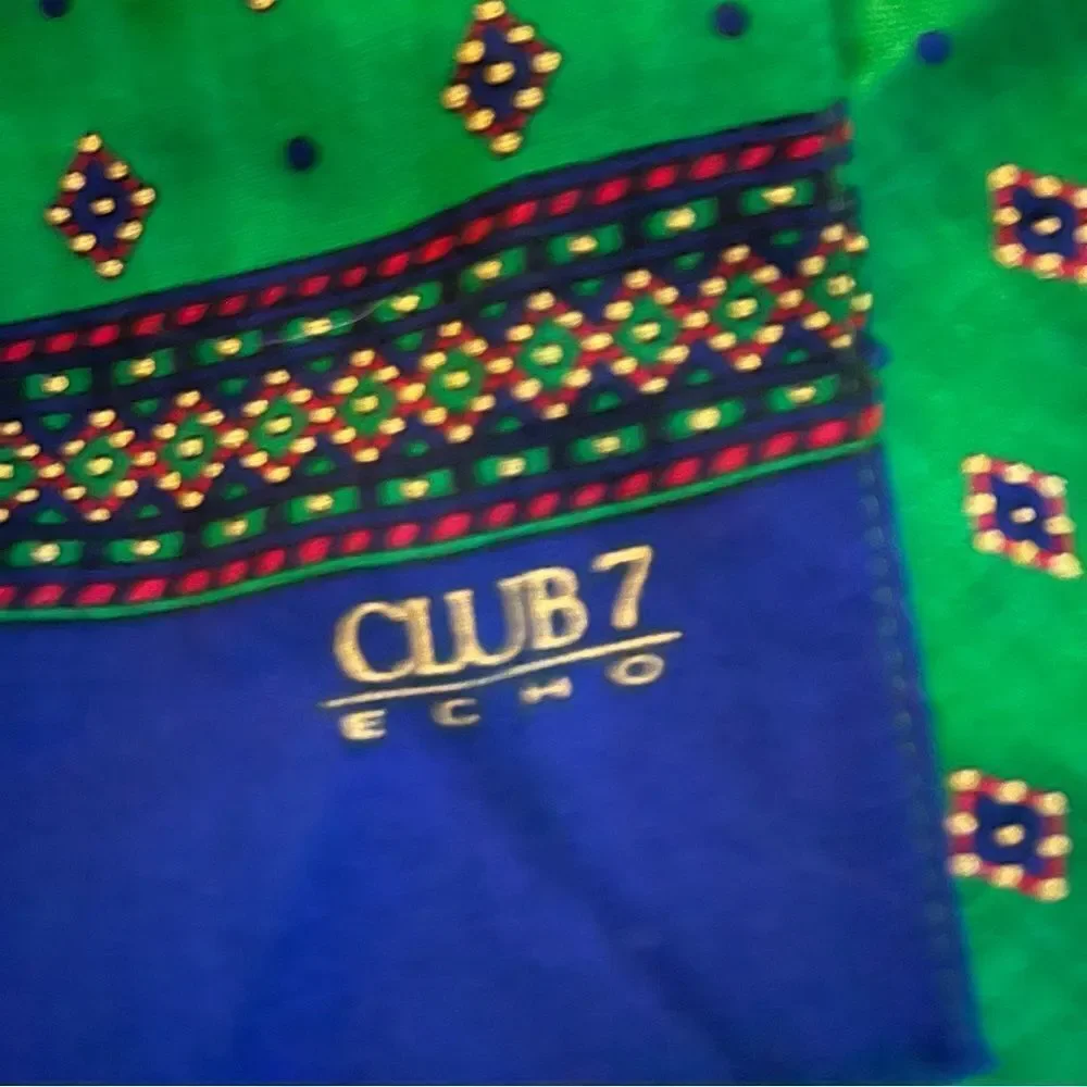 Club 77 ECHO Green Patterned Scarf